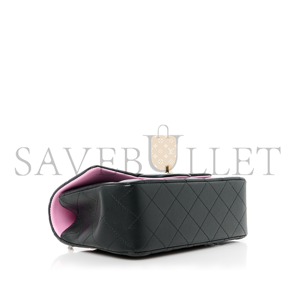 Ch*el master classic single flap top handle bag quilted lambskin mini (17.2*10*3.3cm)